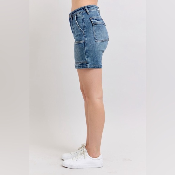 Judy Blue High Rise Denim Shorts Plus Size Blue Denim Shorts - Picture 3 of 9